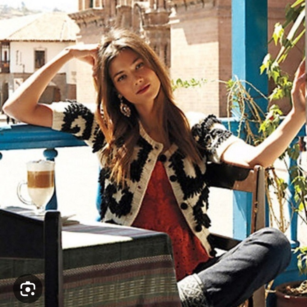 Anthropologie Black and White Cardigan